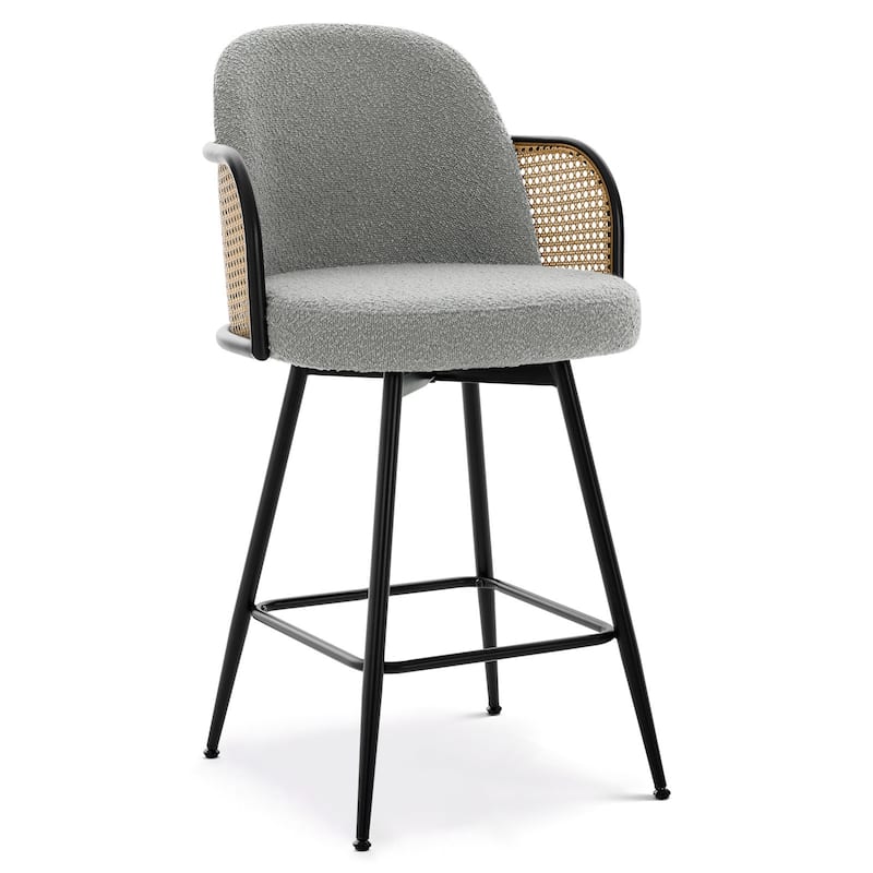 26" Swivel Boucle Fabric Upholstered Bar Stool - 38.2"H x 21.5"W x 23.2"D
