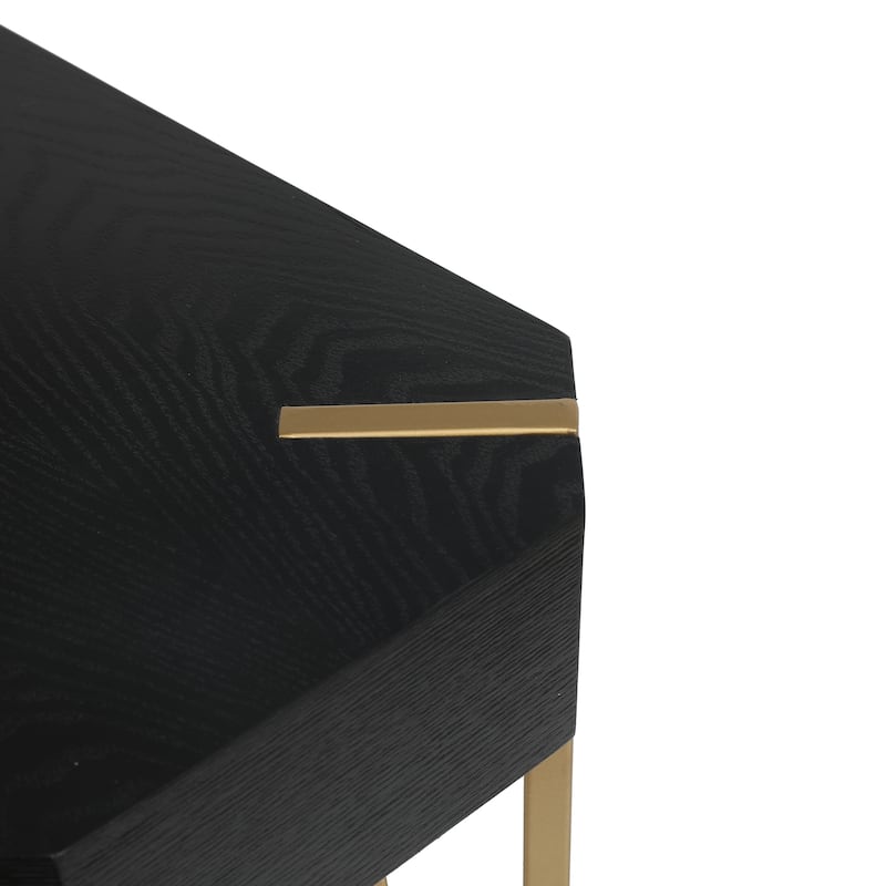 Black Wood and Gold Metal Console and Entry Table - 30.25" H x 42" W