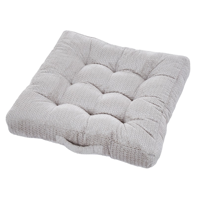 Sorra Home Velvet Shimmer Indoor Textured Tufted Floor Pillow with Handle