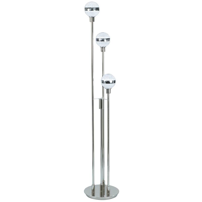 59 Inch Floor Lamp, Modern Accent Globe Glass Shade, Round Base, Nickel