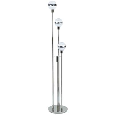 59 Inch Floor Lamp, Modern Accent Globe Glass Shade, Round Base, Nickel