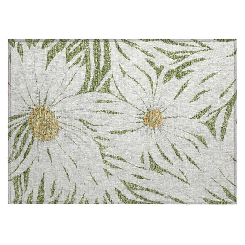 Machine Washable Indoor/ Outdoor Floral Chantille Rug