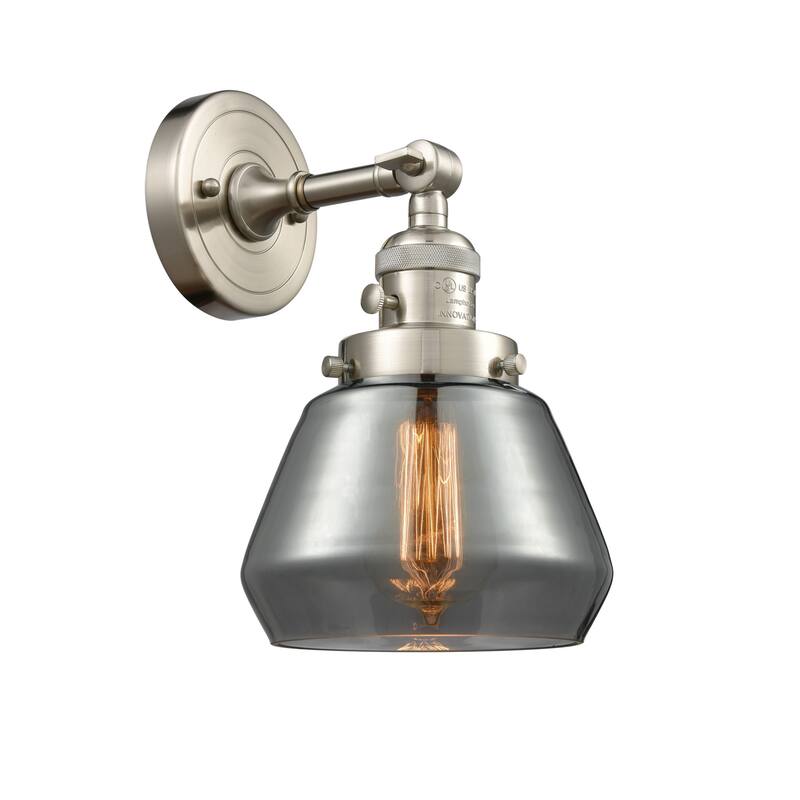 Innovations Lighting Fulton Single Light 11" Tall Bathroom Sconce with - Brushed Satin Nickel / Plated Smoked