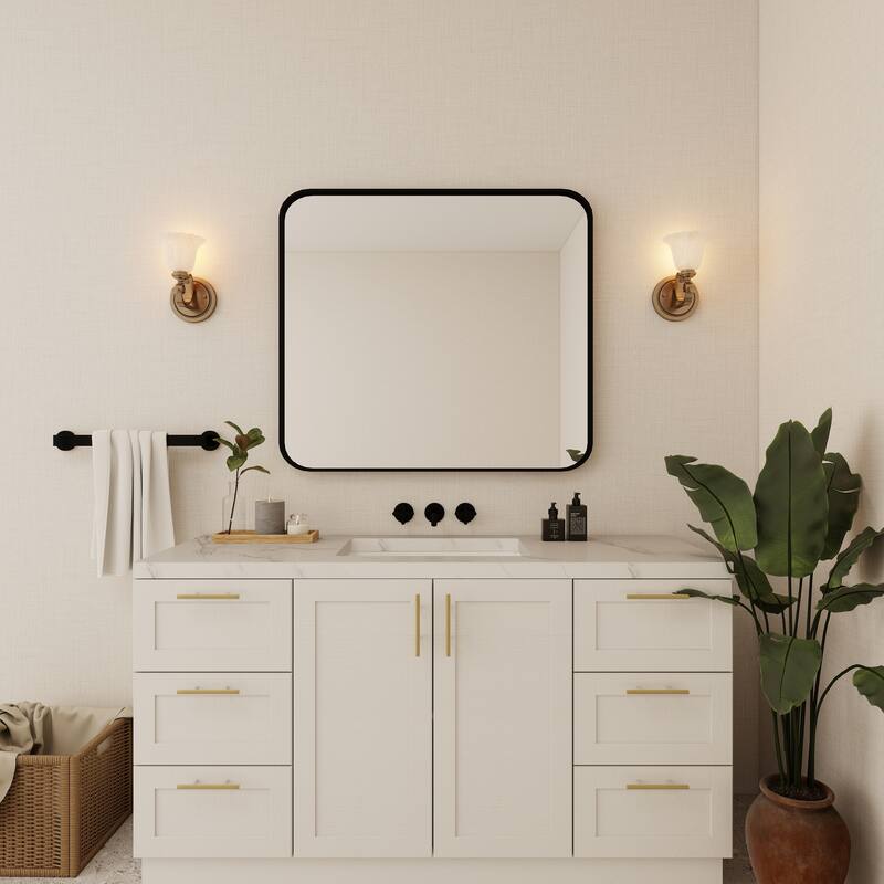 Organnice Rectangular Aluminum Frame Vanity Bathroom Mirror with Clear Glass