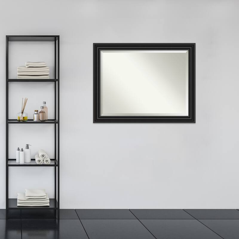 Beveled Bathroom Wall Mirror - Colonial Black Frame