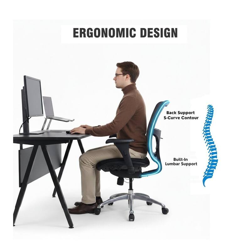 Cubiclesdotcom IMPACT Ergonomic Mesh Office Chair, 3D Lumbar Support, 350 lbs, Black