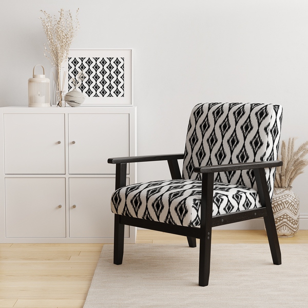 Designart Black and White Ethnic Ikat Upholstered Patterned Accent Chair and Arm Chair On Sale Bed Bath Beyond 37831076
