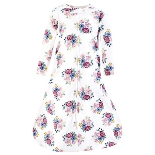 Hudson Baby Infant Girl Long Sleeve Cotton Jersey Sleeping Bag, Sack, Blanket, Blush Navy Floral