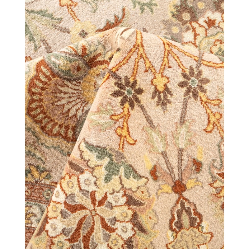 Overton Hand Knotted Wool Vintage Inspired Traditional Mogul Ivory Area Rug - 9 x 12
