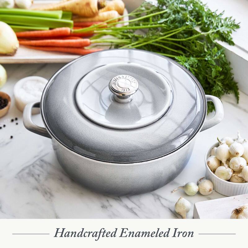 Merten & Storck German Enameled Iron, Round 5.3QT Dutch Oven Pot with Lid