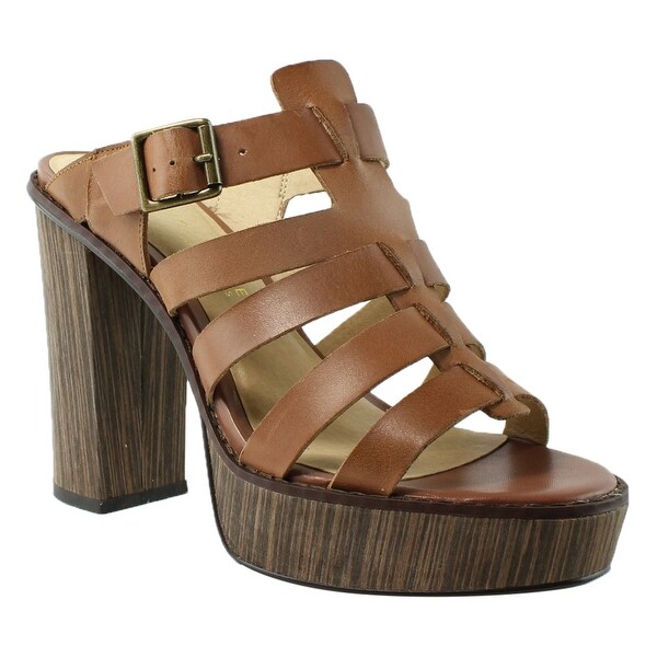 cognac open toe heels