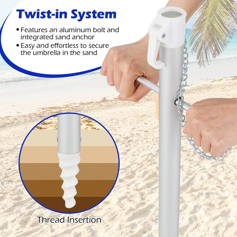 6.5 Feet Multi-Color Portable Beach Umbrella with Adjustable Tilt Air Vent Sun Protection and Carry Bag