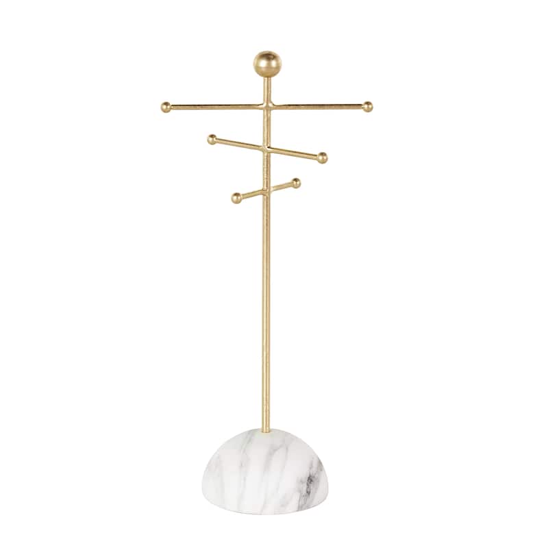 Metal 6 Slot Jewelry Stand with White Base - Gold - Roche River Decor