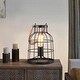 preview thumbnail 7 of 7, Rustic Black Small Accent Uplight Table Lamp with Jute Rope Handle - 10.6"H