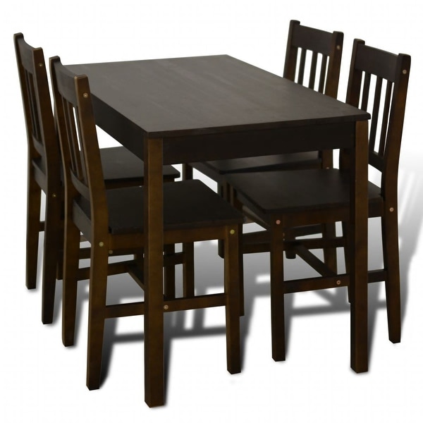 vidaXL Wooden Dining Table with 4 Chairs Brown. Opens flyout.