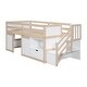 preview thumbnail 7 of 5, Twin Size Kid Low Loft Bed With Shelves, Ladder and Drawers, Cream+White