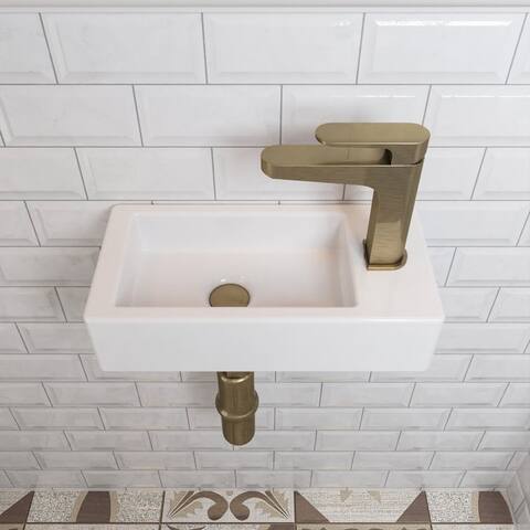 DeerValley Liberty White Ceramic Wall Mount Right Hand Bathroom Sink