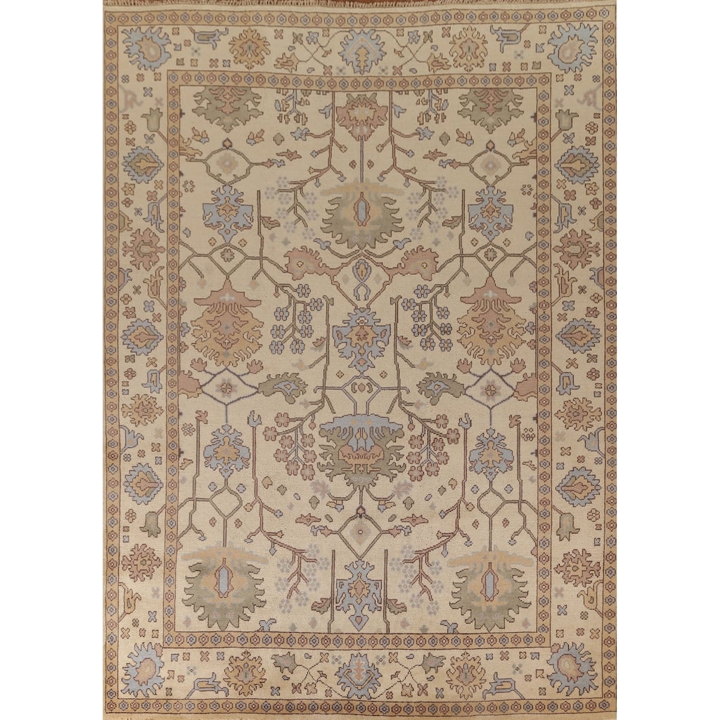 All-Over Oushak Oriental Area Rug Handmade Wool Carpet - 9'1" x 11'6"
