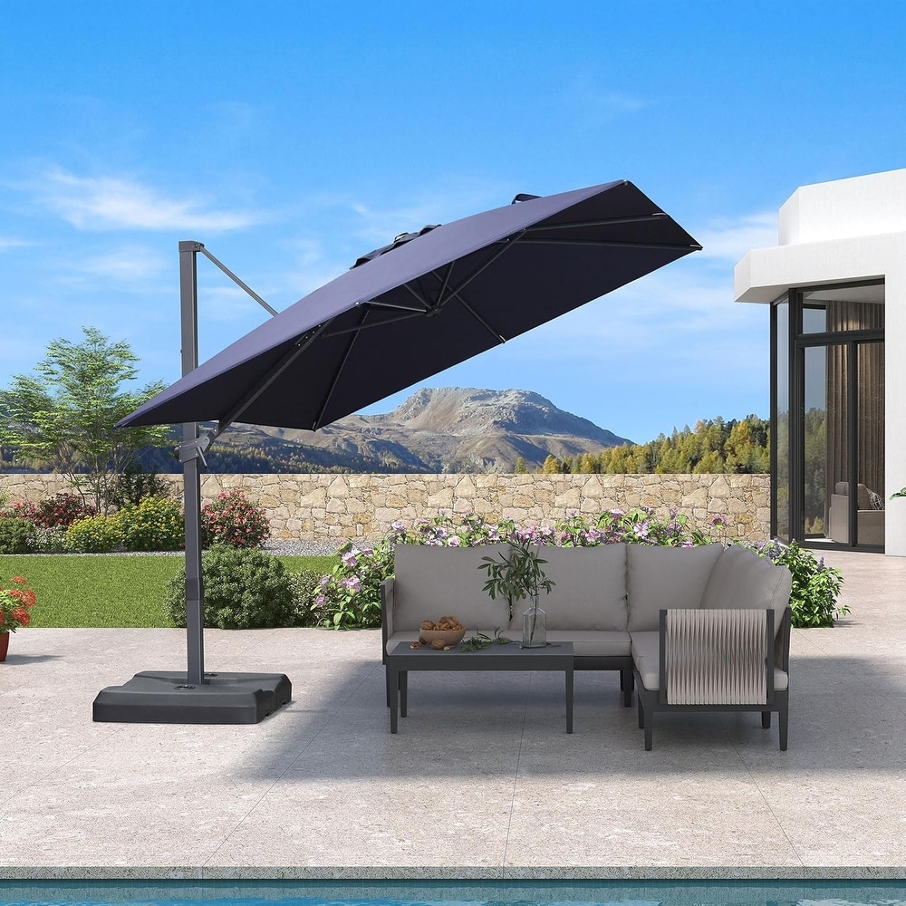 base patio umbrella OVIOS 15ft Solar with APP or Bronze — to 23.5