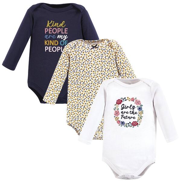 slide 1 of 1, Hudson Baby Infant Girl Cotton Long-Sleeve Bodysuits, Girls Are The Future 0-3 Months - Girls Are The Future