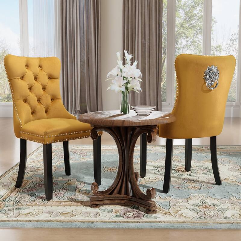 Tufted Naliheads Solid Wood Upholstered Dining Chairs (Set of 4)