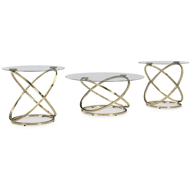 Signature Design by Ashley Crimonti Gold Table (Set of 3) - 38" W x 38" D x 18.25" H