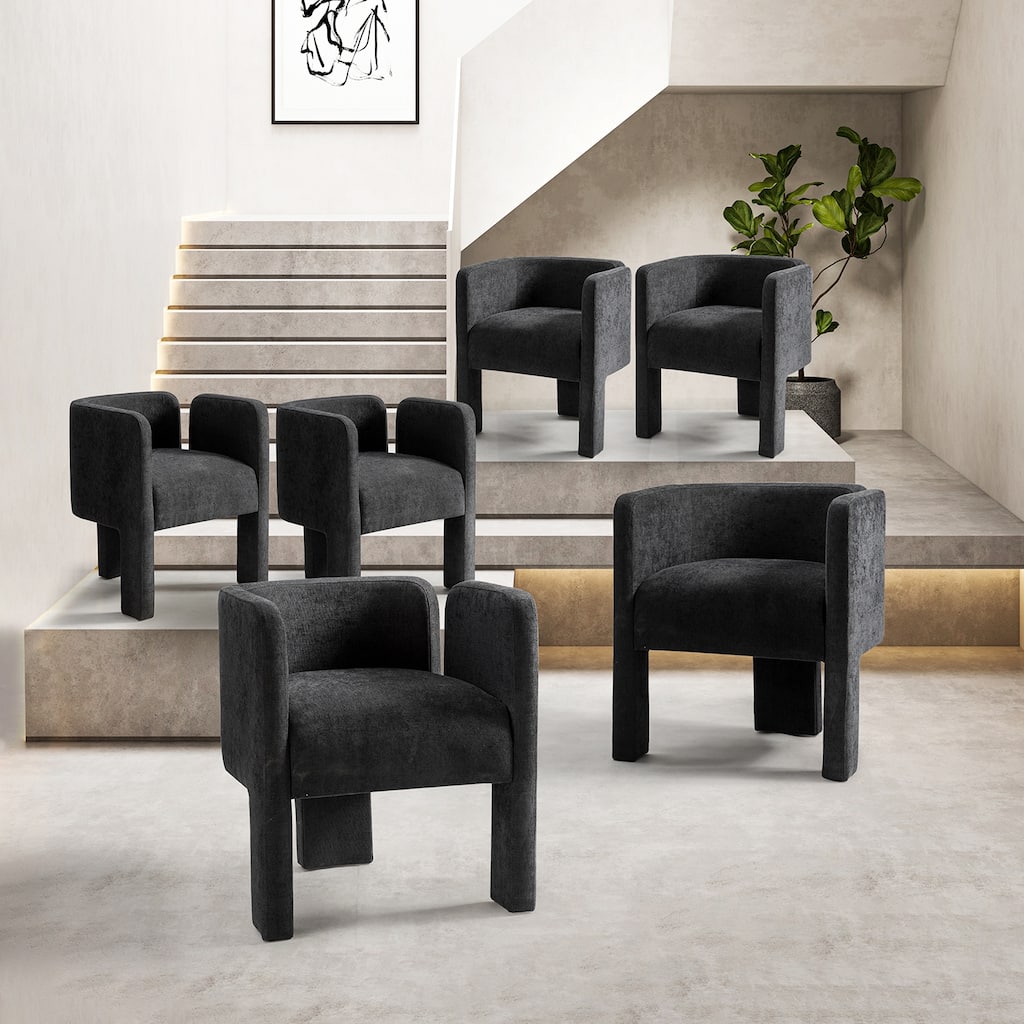 Eugen Modern Low Back Dining Chair with Three-legged Design Set Of 6 By HULALA HOME