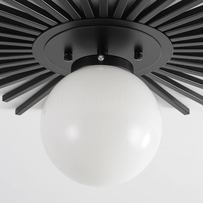 1-Light Modern Glam Sputnik Frosted Opal Glass Globe Semi-Flush Mount Ceiling Light