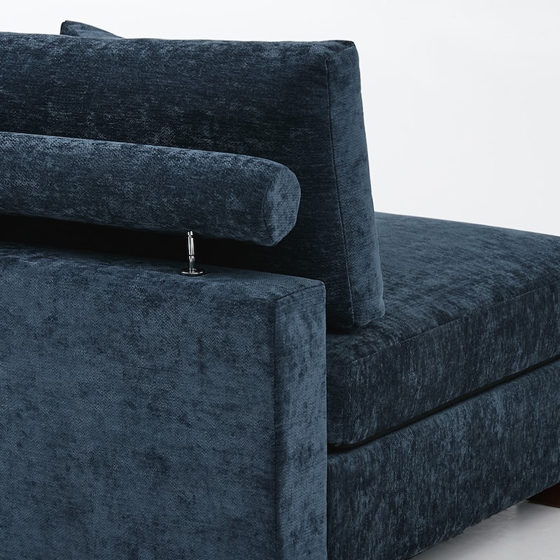 41" W Modern Chenille Corner Arm Accent Chair Sectional Module with Pillows