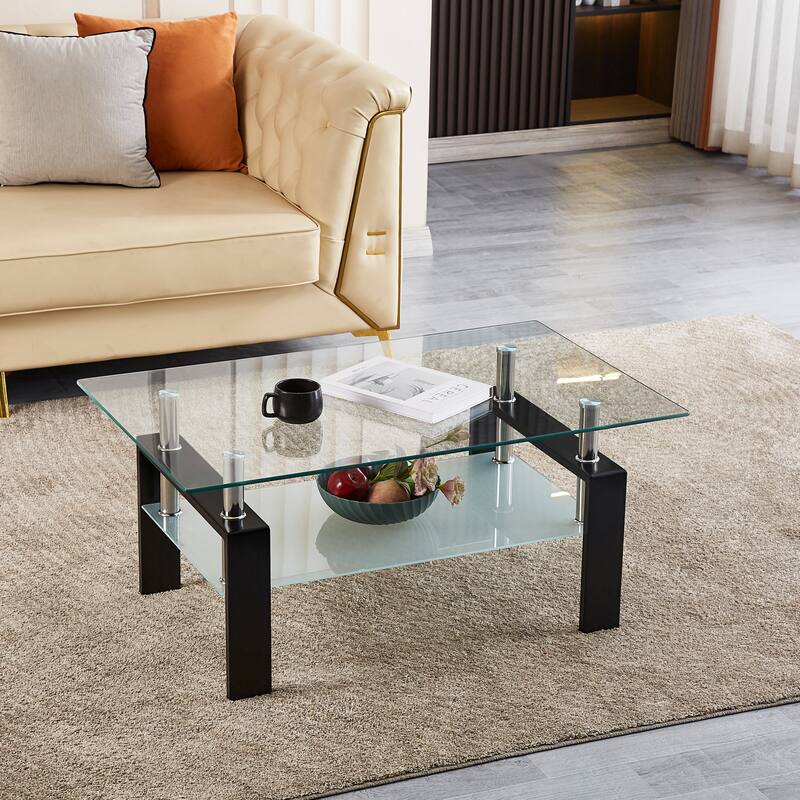 Tempered Glass 2-Layers Coffee End Table