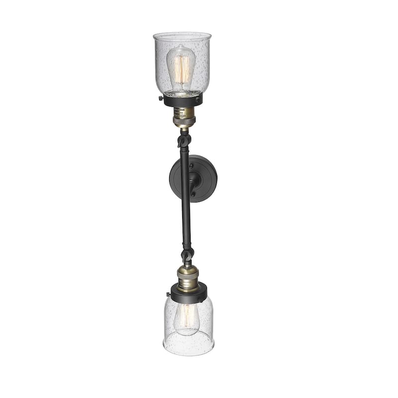 Innovations Lighting Small Bell 2 Light 23" Wide Bathroom Vanity Light - Black Antique Brass / Seedy