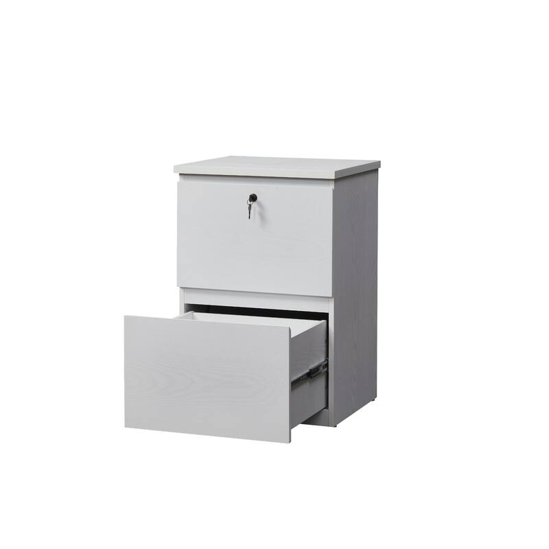 KOWO Wooden 2-Drawer Filing Cabinet with Lock Letter Size Office Storage, Locking Document Organizer for Home or Workplace