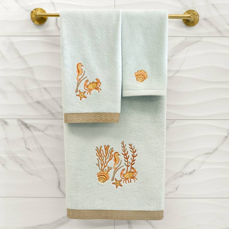 Authentic Hotel and Spa Turkish Cotton Aaron 2PC Embellished Hand Towel Set