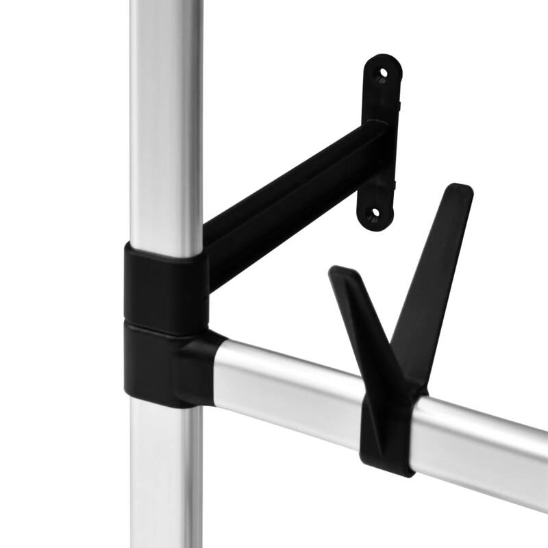 vidaXL Telescopic Wardrobe System with Rods and Shelf Aluminum - 25.6" x 15.7" x 98.4"-118.1"