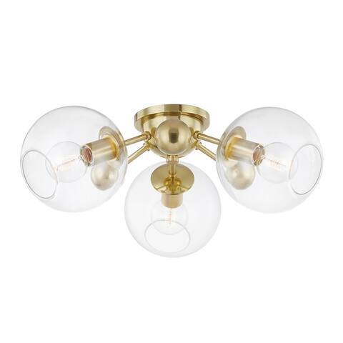 Hudson Valley Abbott 3-Light Semi-Flush Mount with Clear Glass