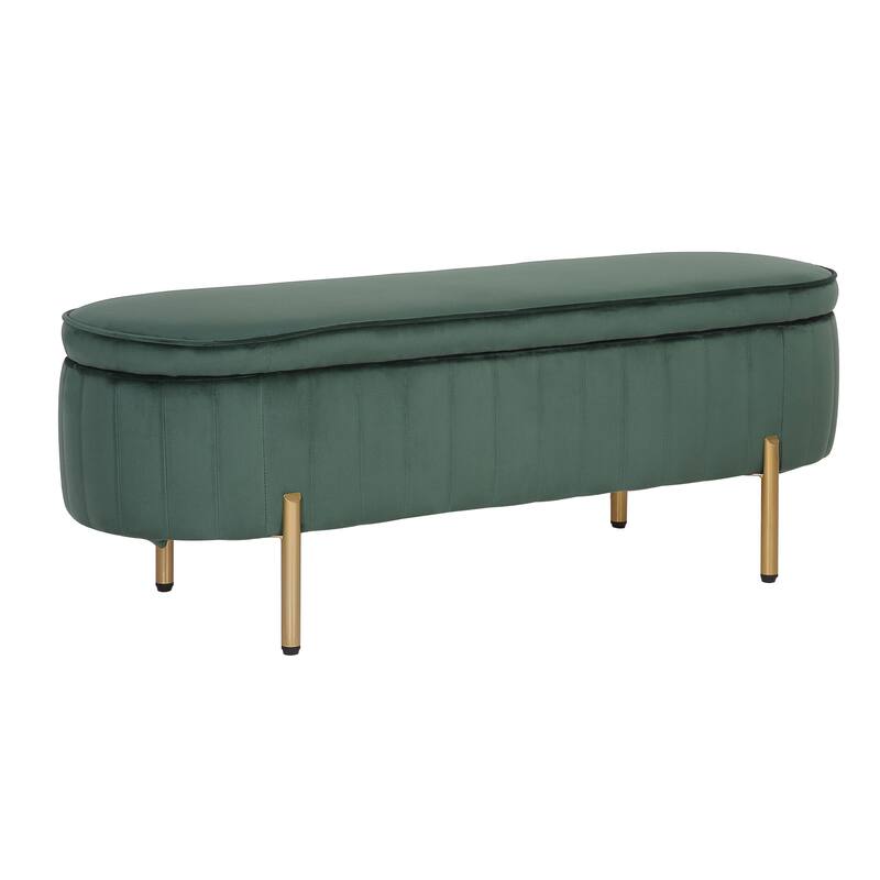 Porthos Home Vrai Storage Ottoman Bench, Velvet and Gold Legs