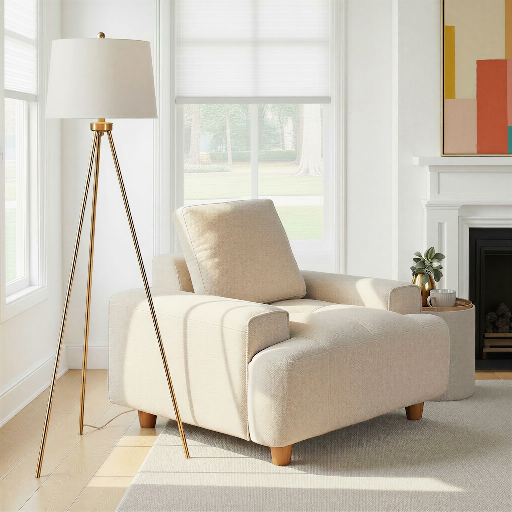 Silver Orchid Saerna 62" Tripod Floor Lamp with Linen Shade