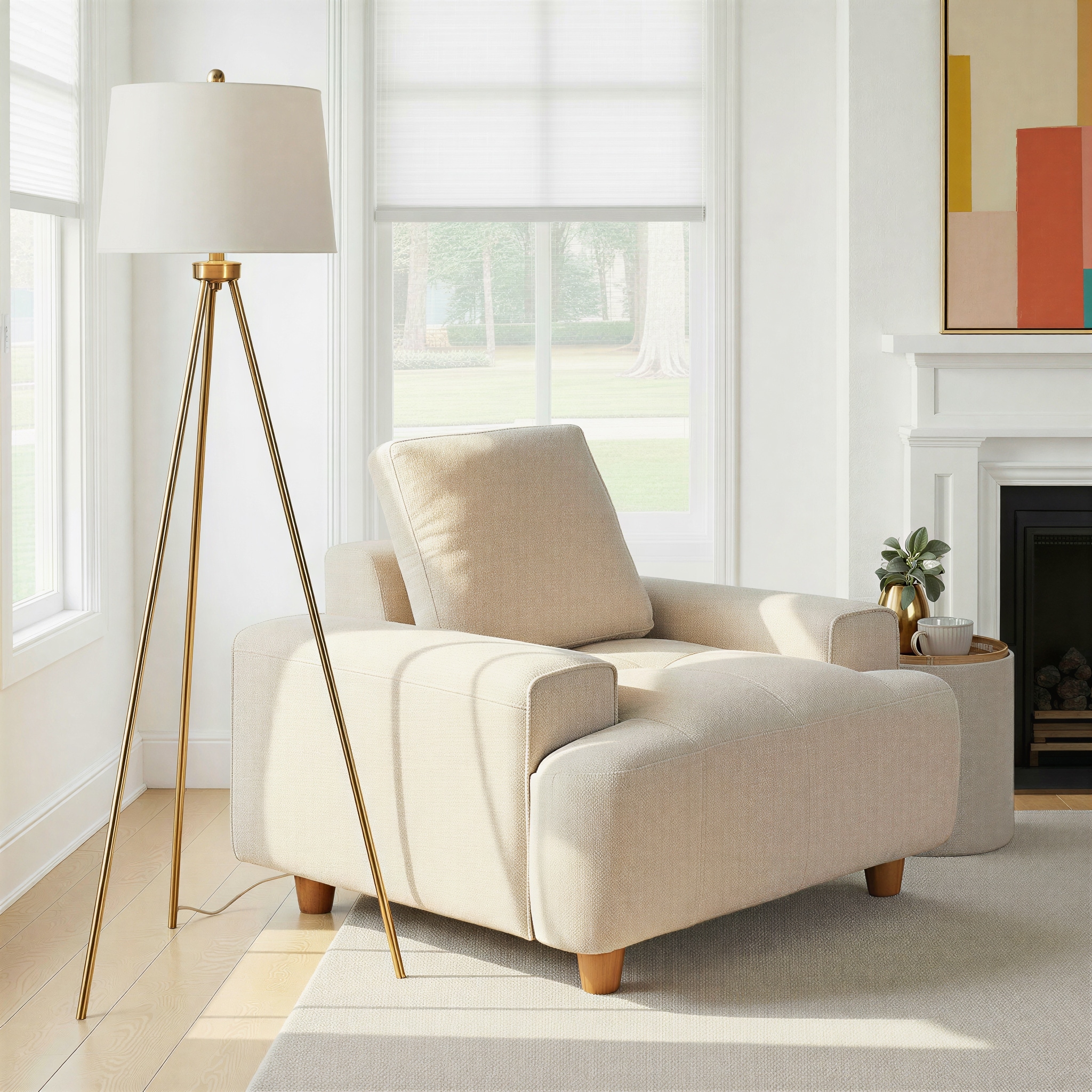 Silver Orchid Saerna 62" Tripod Floor Lamp with Linen Shade