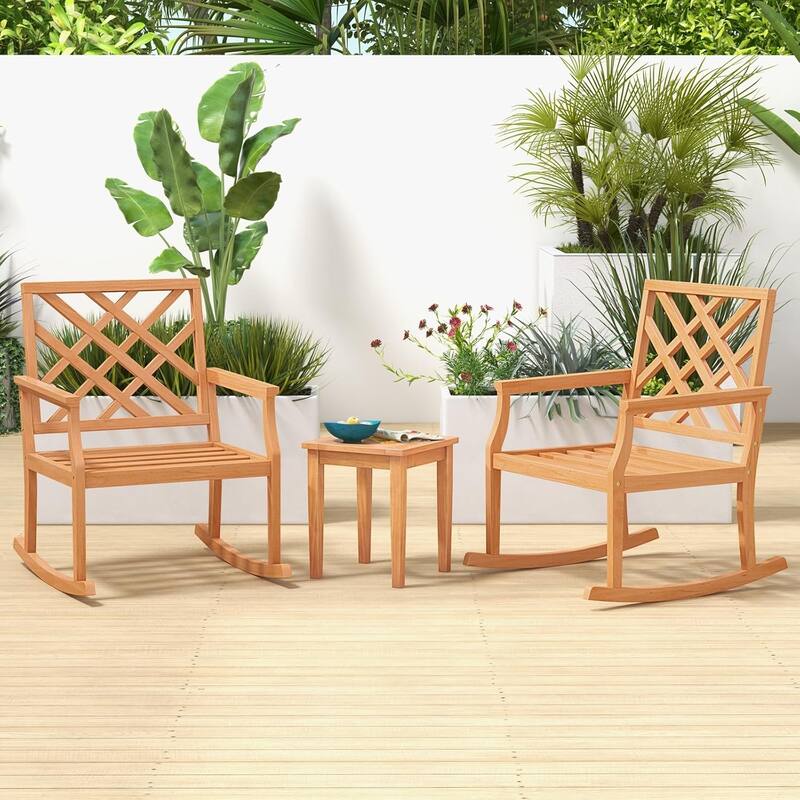 1/2PCS Teak Wood Rocking Chair Oversized Porch Rocker Rocker Chair