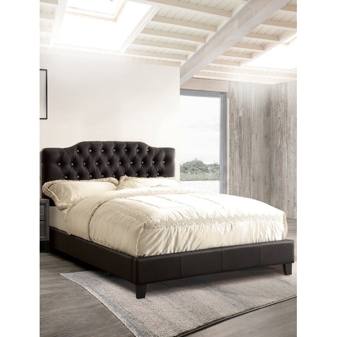 Transitional Style 1pc Bed Button Tufted Headboard Black Finish