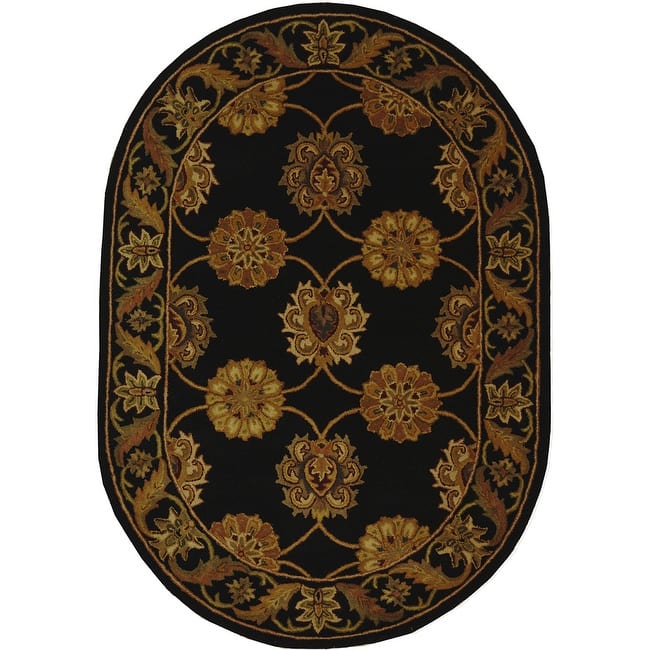 SAFAVIEH Handmade Heritage Lehte Traditional Oriental Wool Rug - 4'6" x 6'6" Oval - Black