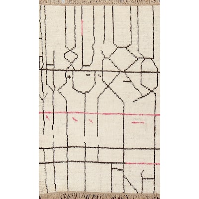 Tribal Moroccan Oriental Home Decor Area Rug Hand-knotted Wool Carpet - 4'1" x 6'7"