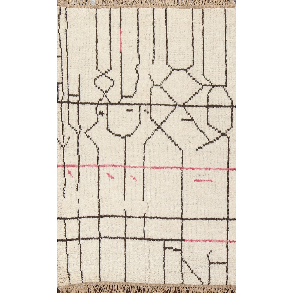 Tribal Moroccan Oriental Home Decor Area Rug Hand-knotted Wool Carpet - 4'1" x 6'7"