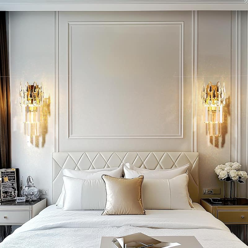 Wall Sconces Lamp Wall Mounted Lighting Crystal Light Fixtures with Three Lights Colors