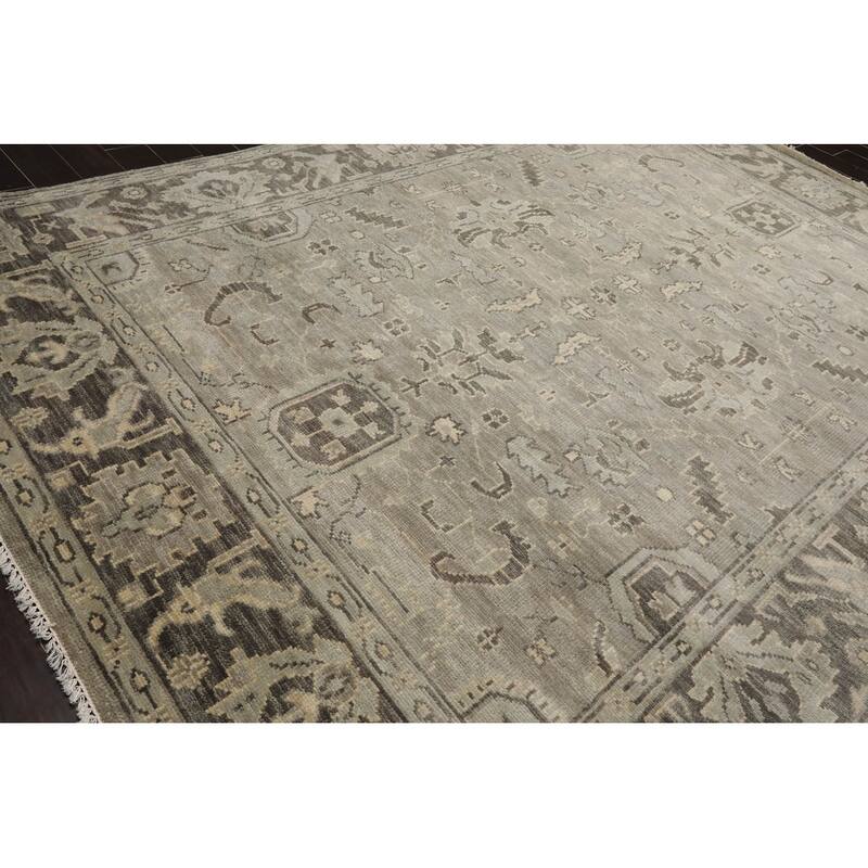 LoomBloom Muted Turkish Oushak Hand Knotted Area Rug Gray Color