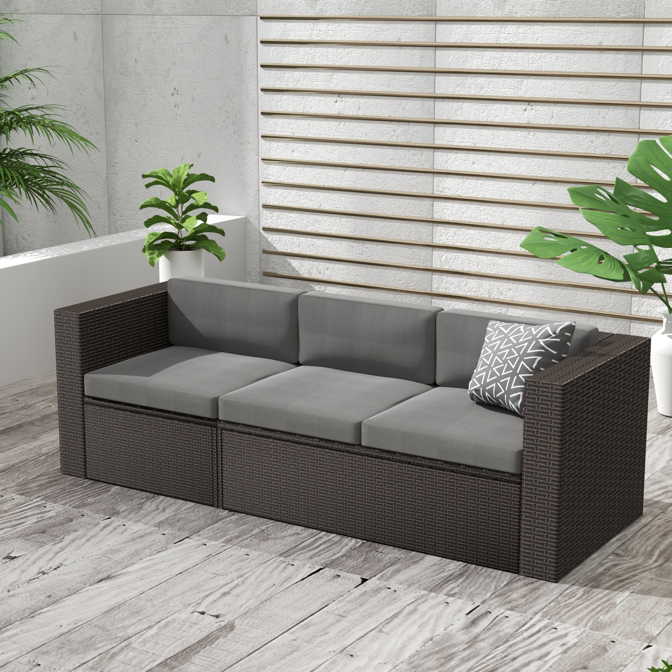 Rattan sectional shop sofa indoor