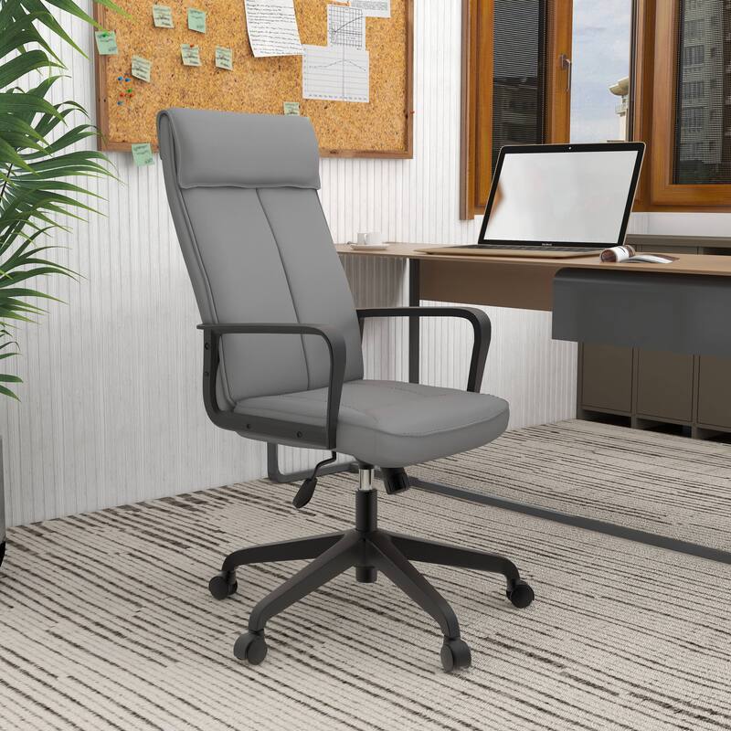 High-Back Leather/Polyester Office Chair Adjustable Height Swivel & Tilt Aiaria Series - N/A
