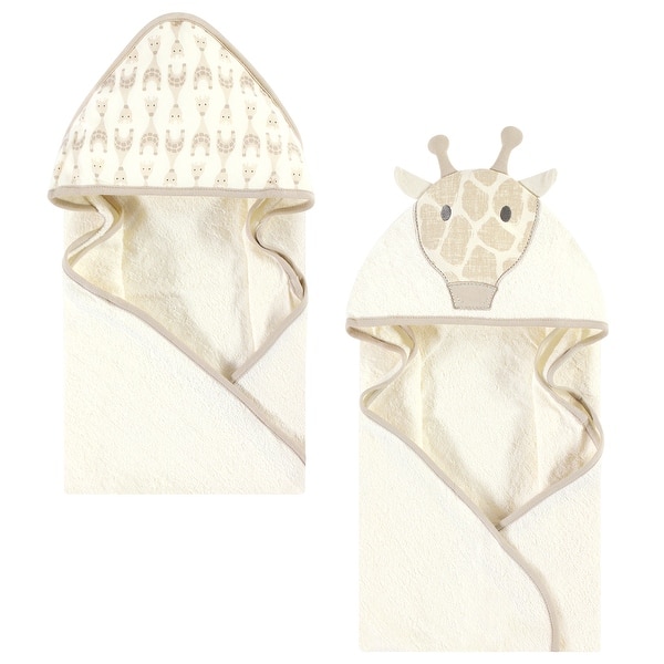 slide 1 of 1, Hudson Baby Cotton Animal Face Hooded Towel, Modern Giraffe 2-Piece, One Size - Modern Giraffe 2-Piece - One Size One Size - Modern Giraffe 2-Piece