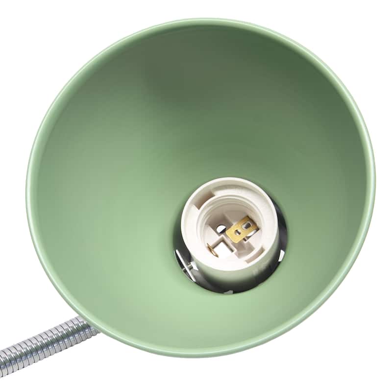 Adjustable Metal Desk Lamp with Organizer Base and Chrome Gooseneck Arm Modern Task Lighting Multiple Colors