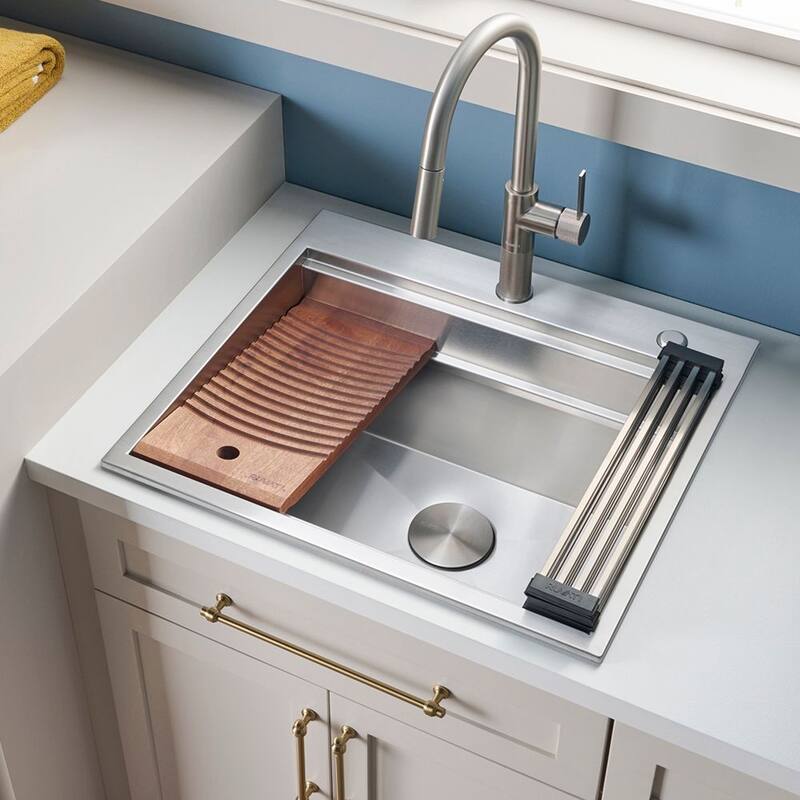 Ruvati 25 x 22 x 12 inch Deep Laundry Workstation Sink Topmount Stainless Steel - RVU6553